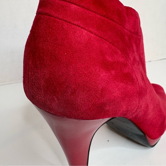 Nine West Red Suede Peep-Toe Booties, Pendanto Stiletto Platform Women’s Size 10 - Picture 8 of 16